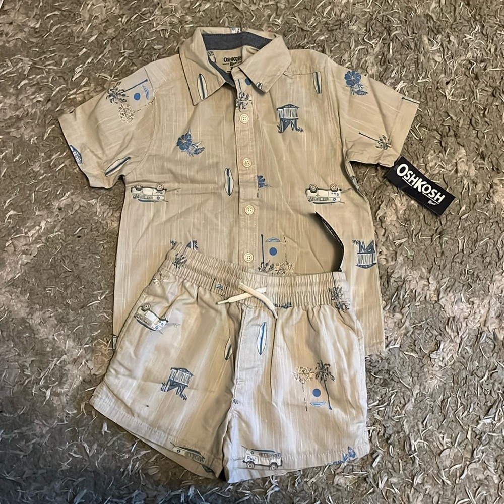 OshKosh NWT Seaside Chambray Set shorts and shirt 3T